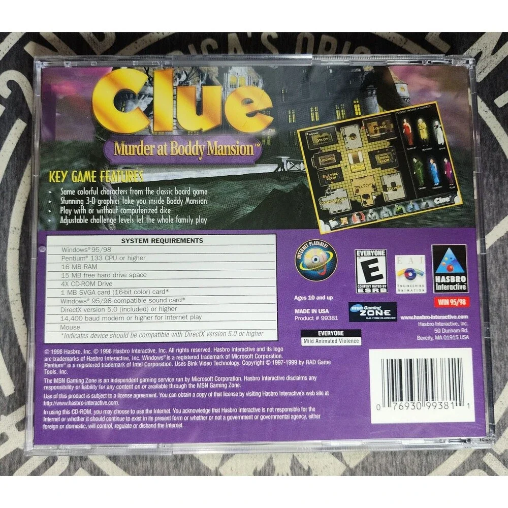 Clue Murder at Boddy Mansion Hasbro Interactive CD-Rom PC Win 95/98